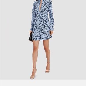 A.L.C. Long Sleeve Blue Animal Print Dress